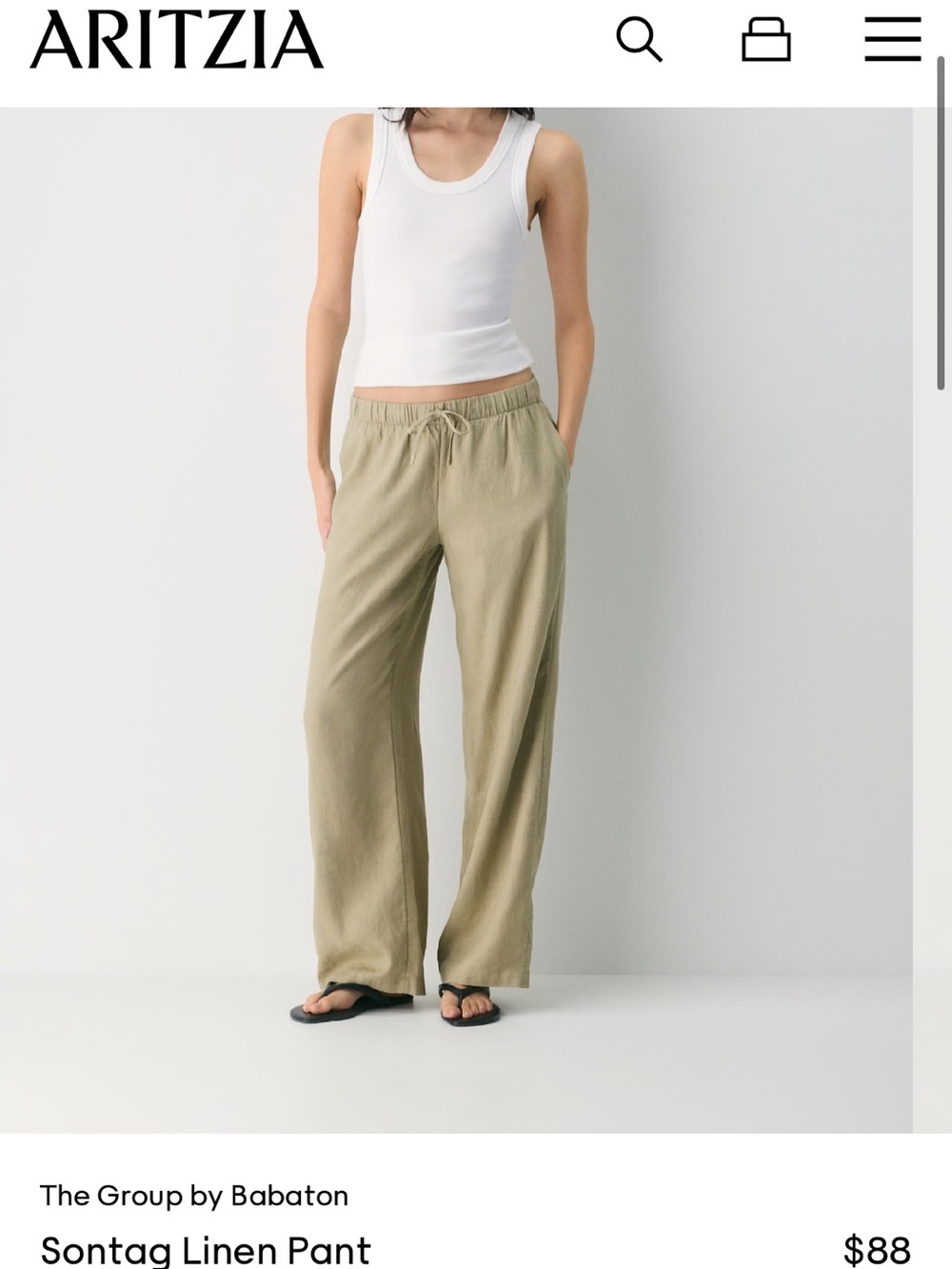 Babaton Olive Drawstring Wide-Leg Sweatpants